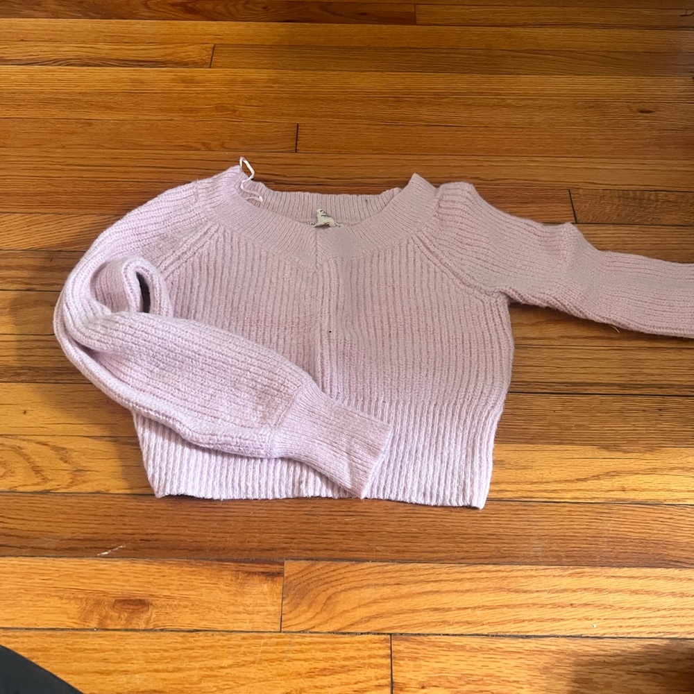 Pastel Pink Ribbed Knit Cardigan with Long Sleeves